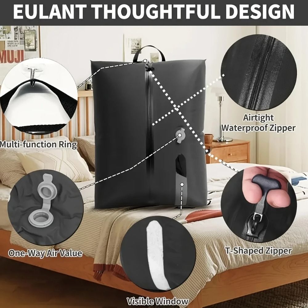 New Reusable Vacuum Bags for Travel Dustproof Space Saver Vacuum Compression Bag Waterproof Luggage Vacuum Storage Bag Backpack