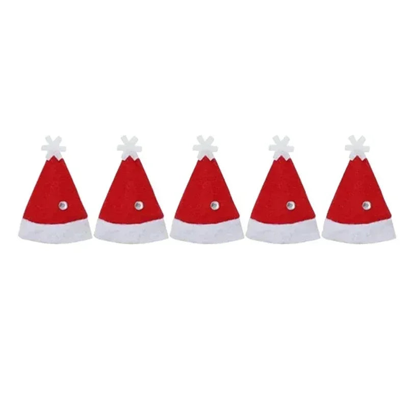 Christmas Wine Bottle Cover Caps, Red and Green Xmas Hat and Scarf Sets, Home Ornament, Festival Party Tableware Decoration Supplies - 02ALABA