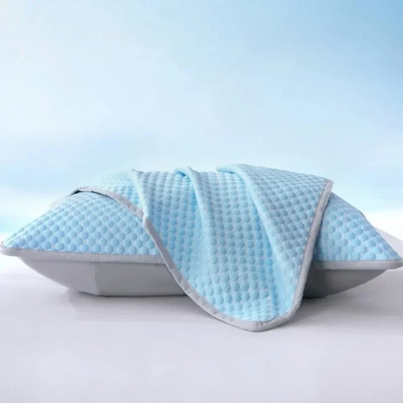 Summer Cooling Pillowcase Solid Color Ice Bean Bean Pillowcase Cool Feeling Air Conditioning Cover Washable (No Pillow) 48x74cm