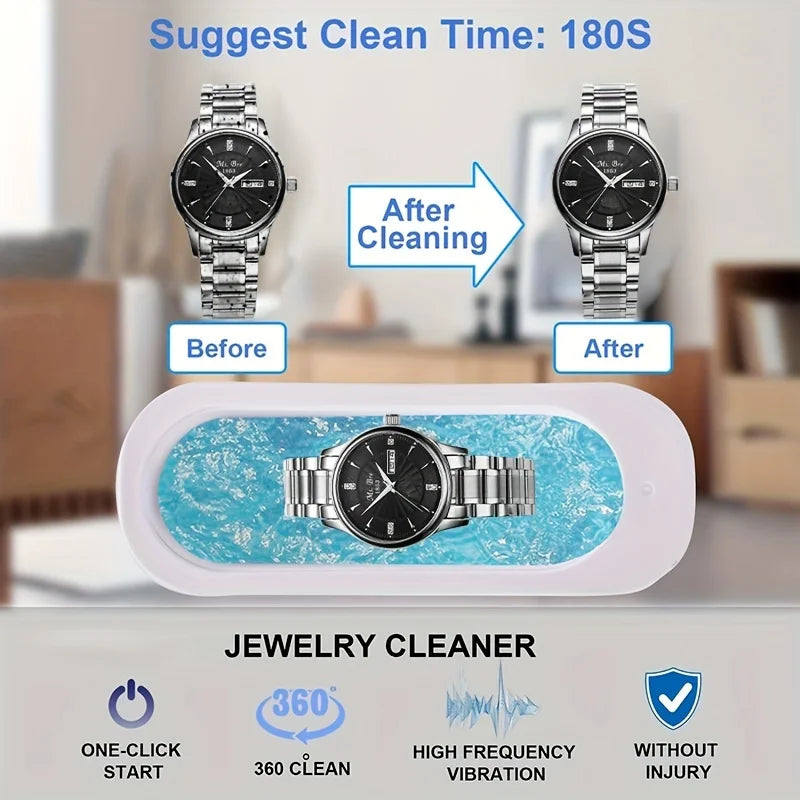 Xiaomi MIJIA Ultrasonic Glasses Cleaner, 45KHZ Ultrasound Jewelry Cleaning Machine, High-Frequency Ultrasonic Cleaning Bath - 02ALABA