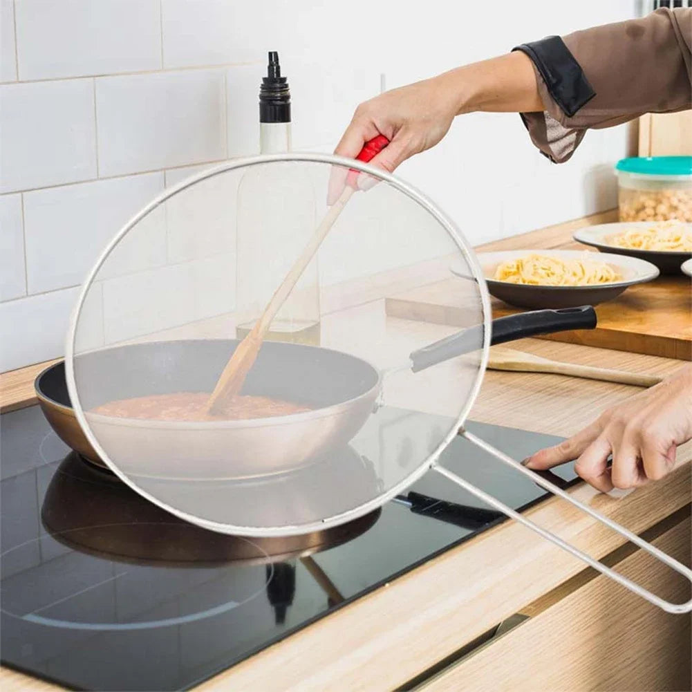 Stainless Steel Oil-Splash Guard for Cooking – Split Design Non-Stick Splatter Cover for Pans & Pots, Reusable Kitchen Tool