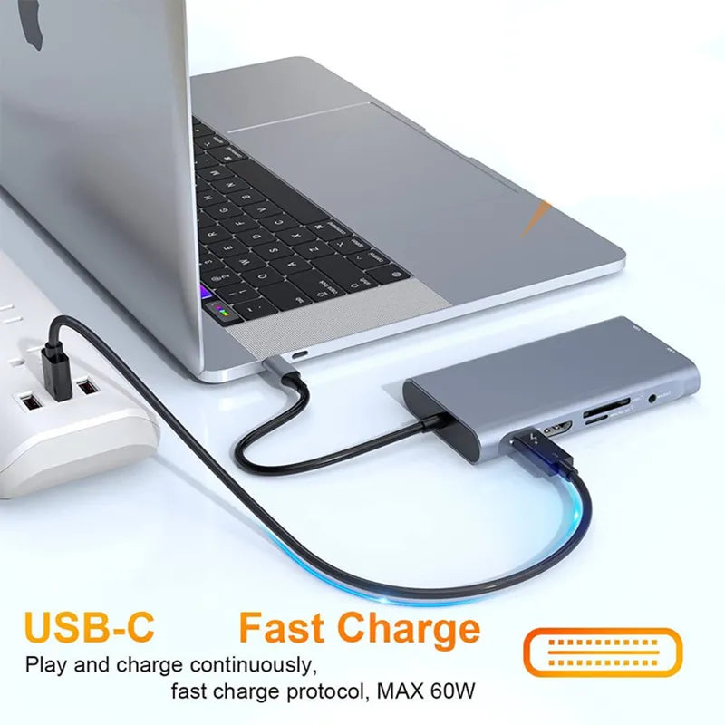 Rankman USB Type C Hub to RJ45 4K HDMI-Compatible VGA SD TF USB 3.0 2.0 PD Dock for MacBook iPad Samsung S21 Dex PS5 Nintendo - 02ALABA