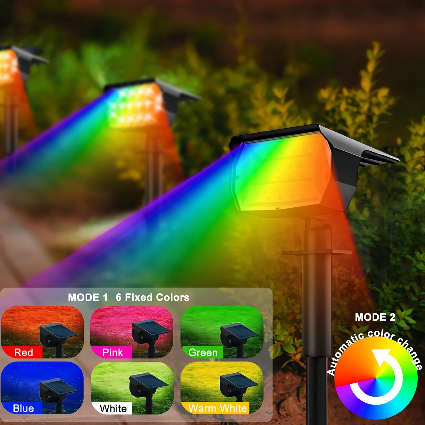 72/68 LED Solar Landscape Lights, IP65 Waterproof Outdoor Solar Light with 3 Modes, Solar Garden Spotlight for Yard, Lawn, Walkway. - 02ALABA