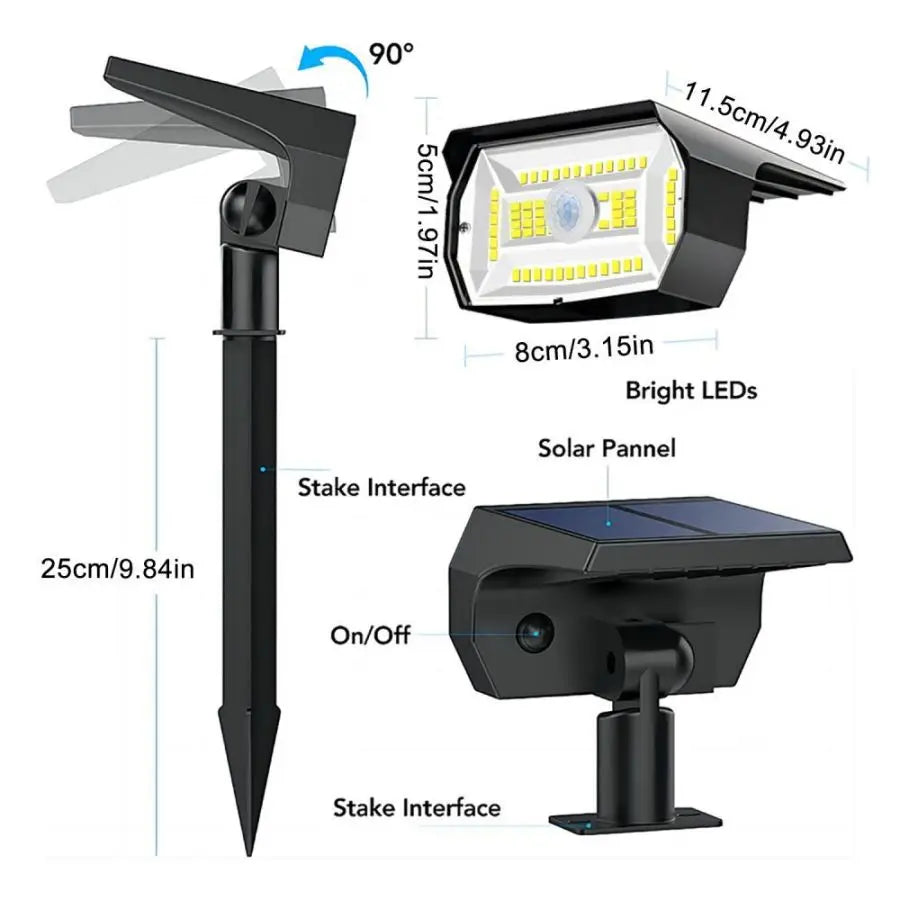 72/68 LED Solar Landscape Lights, IP65 Waterproof Outdoor Solar Light with 3 Modes, Solar Garden Spotlight for Yard, Lawn, Walkway.