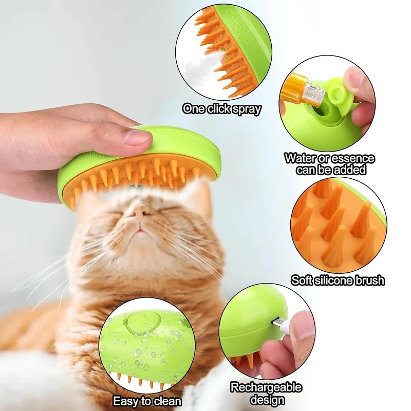 3 in 1 Electric Spray Brushes for Massage Pet Grooming Hair Removal Combs - 02ALABA