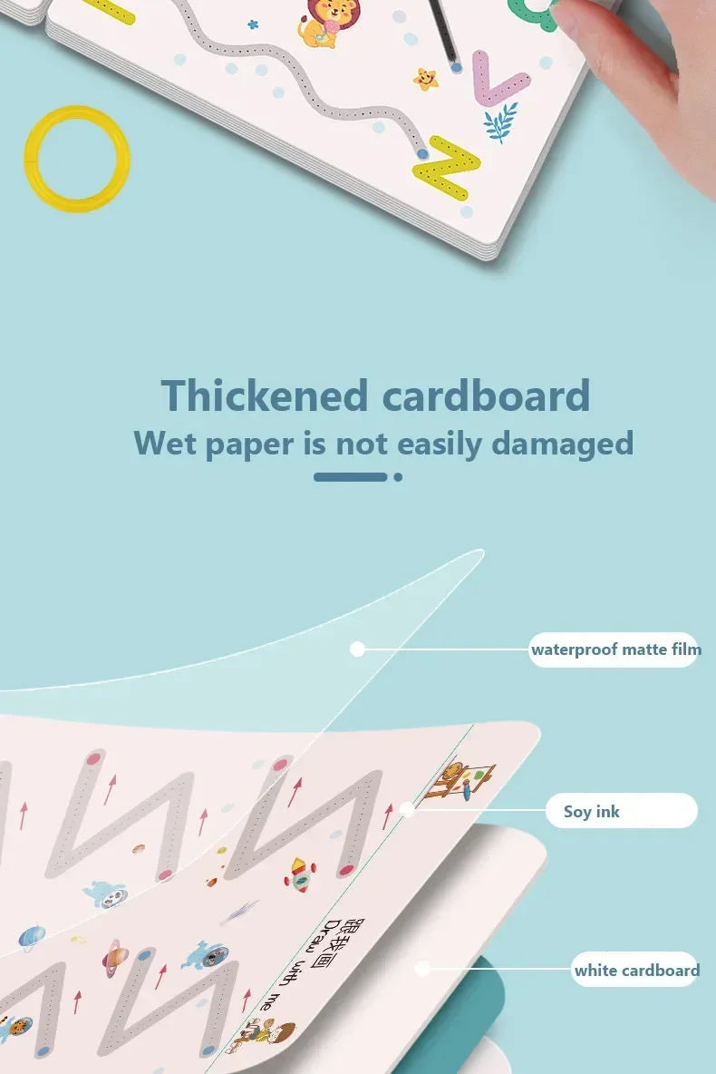 Magical Tracing Workbook: Montessori Educational Calligraphy Copybook for Kids - Reusable Pen Control Training