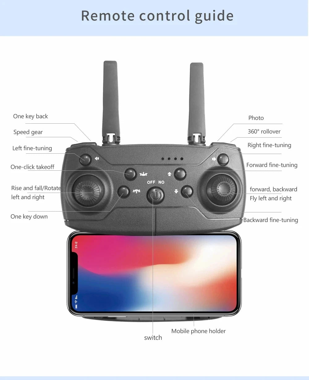 2024 E88Pro RC Drone 4K Professional with 1080P Wide-Angle HD Camera, Foldable Helicopter, Wi-Fi FPV, Height Hold, Gift Toy - 02ALABA