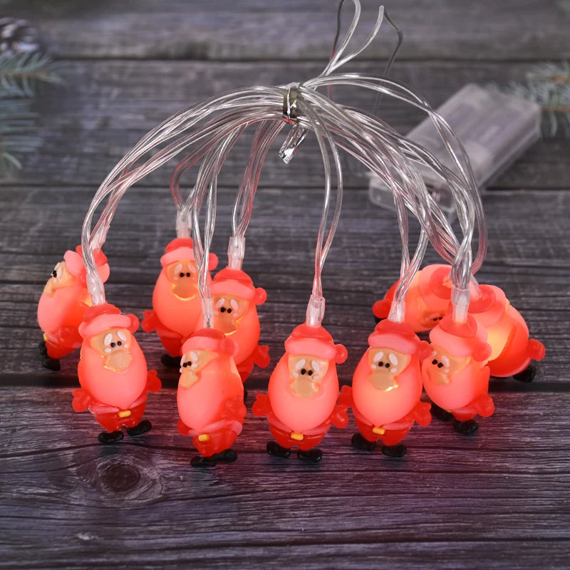 1.5/3M LED Christmas String Lights featuring Santa Claus, Snowman, and Xmas Tree Ornaments, perfect for 2024 Christmas Home Decorations and as a 2025 New Year Gift. - 02ALABA