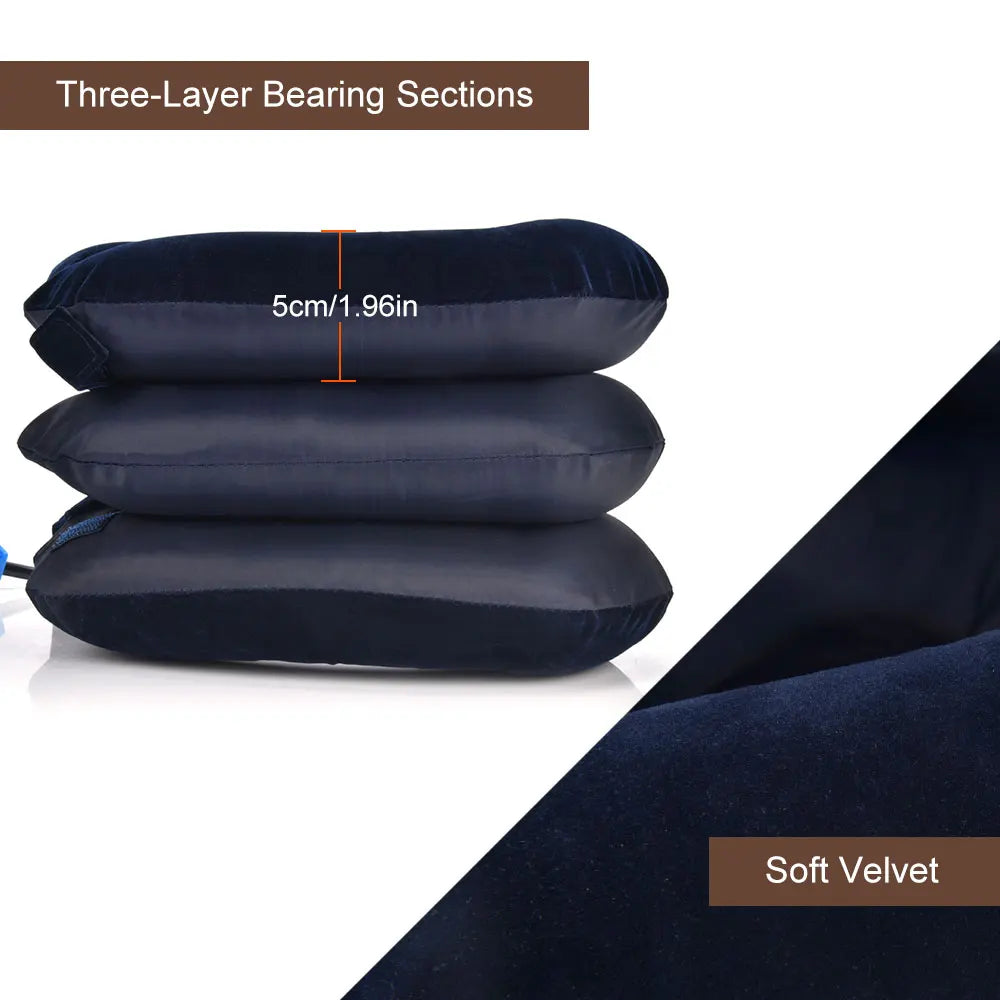 3 Layers Neck Massager Collar Relief, Air Inflatable Cervical Vertebra Therapy Pain Relief Pillow - 02ALABA