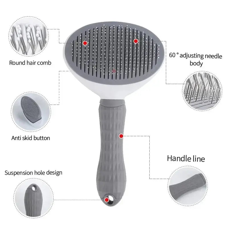 Self-Cleaning Pet Brush, Cat and Dog Comb, Hair Remover Tool for Dogs and Cats, Grooming Accessories, Pets' Dematting Comb - 02ALABA