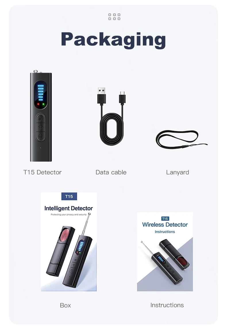 T15 Camera Detector: Wireless Signal Infrared Scanner and Anti-location Device - Professional GPS Search and Security Protection