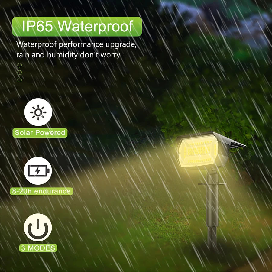 72/68 LED Solar Landscape Lights, IP65 Waterproof Outdoor Solar Light with 3 Modes, Solar Garden Spotlight for Yard, Lawn, Walkway. - 02ALABA