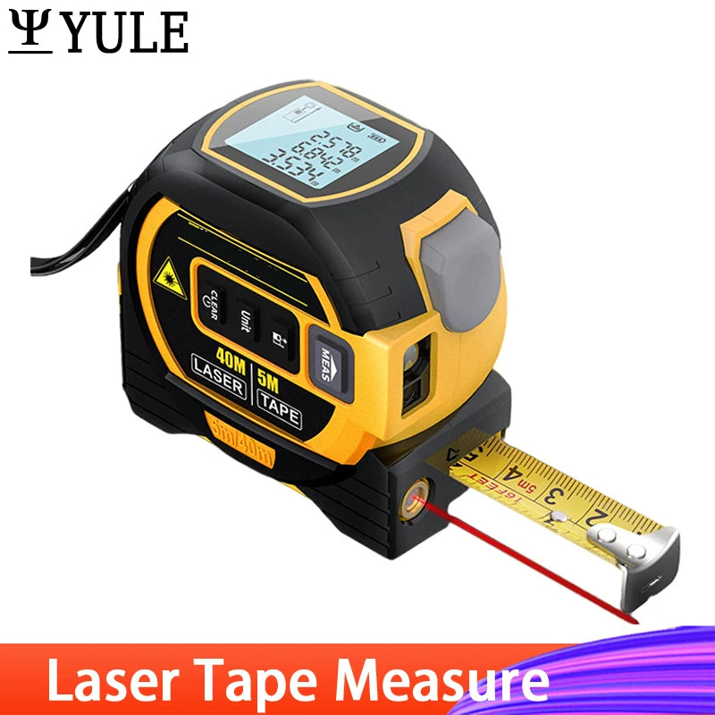 3 In 1 Laser Tape Measure Rangefinder, High-Intelligent Electronic Ruler Cross Line Measuring Tools - 02ALABA