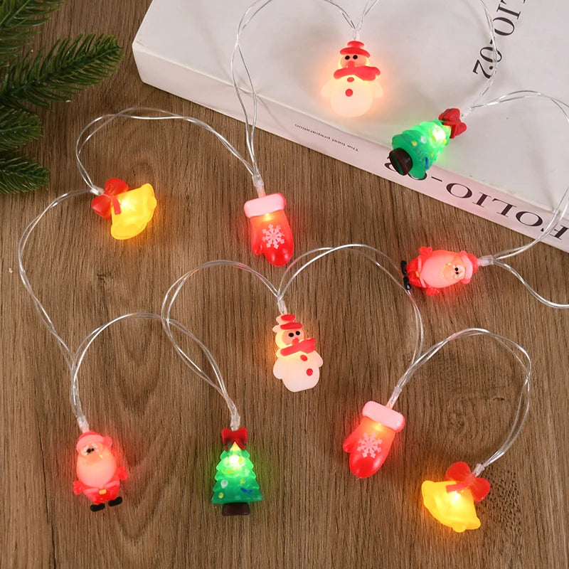 1.5/3M LED Christmas String Lights featuring Santa Claus, Snowman, and Xmas Tree Ornaments, perfect for 2024 Christmas Home Decorations and as a 2025 New Year Gift. - 02ALABA