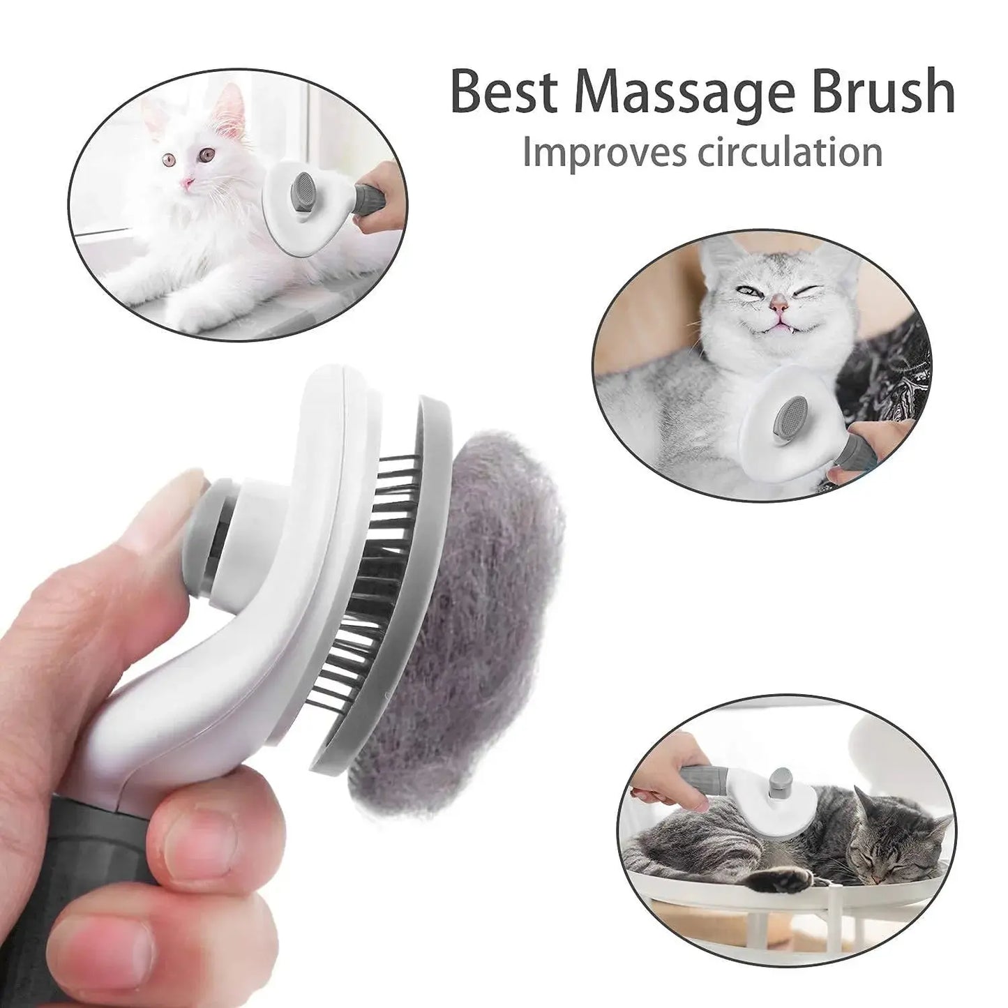Self-Cleaning Pet Brush, Cat and Dog Comb, Hair Remover Tool for Dogs and Cats, Grooming Accessories, Pets' Dematting Comb - 02ALABA