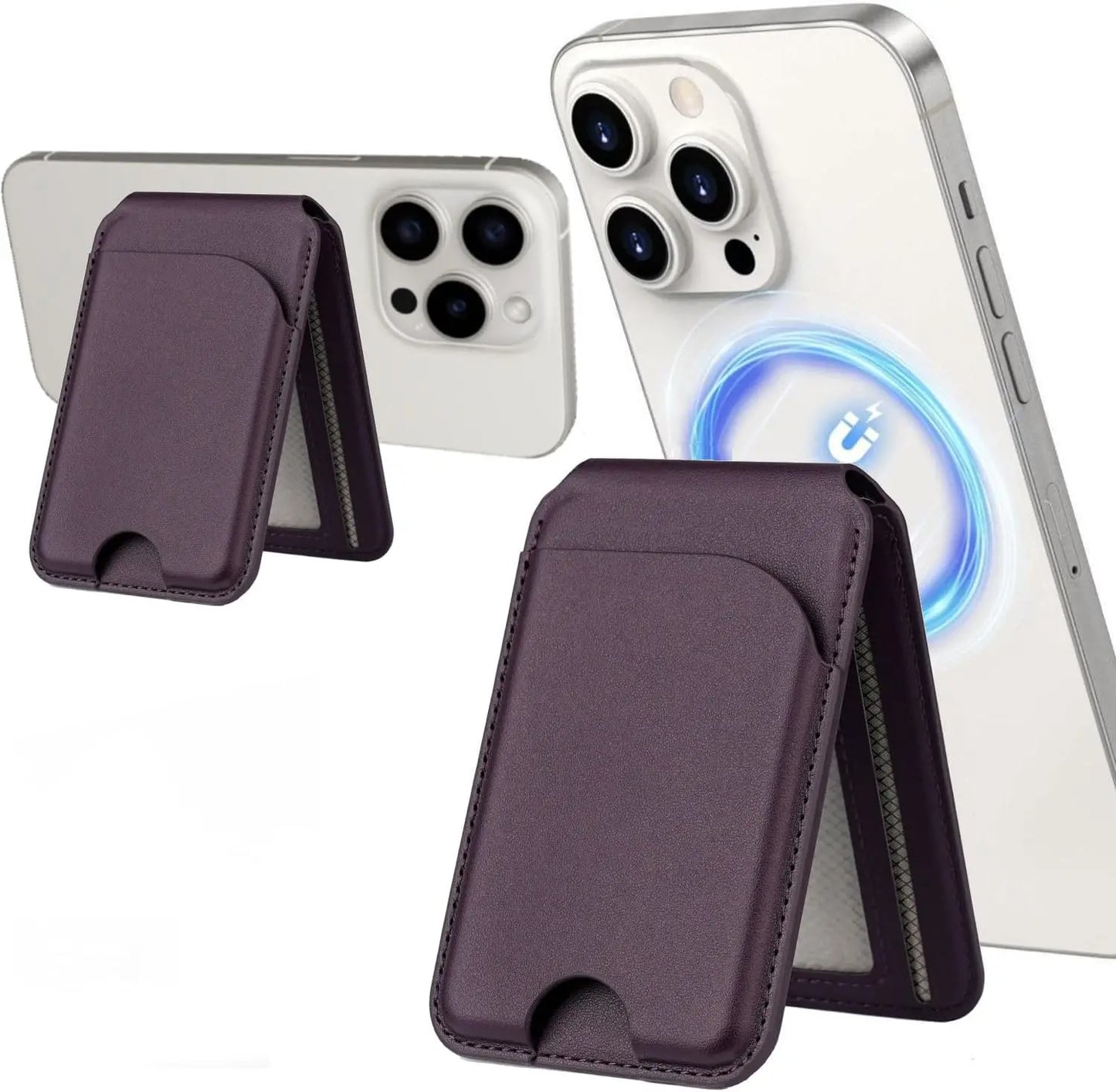 Mini Magnetic Wallet Phone Stand for iPhone16 15 14 12 Lightweight MagSafe Phone Card Stand Leather Magnetic Card Holder