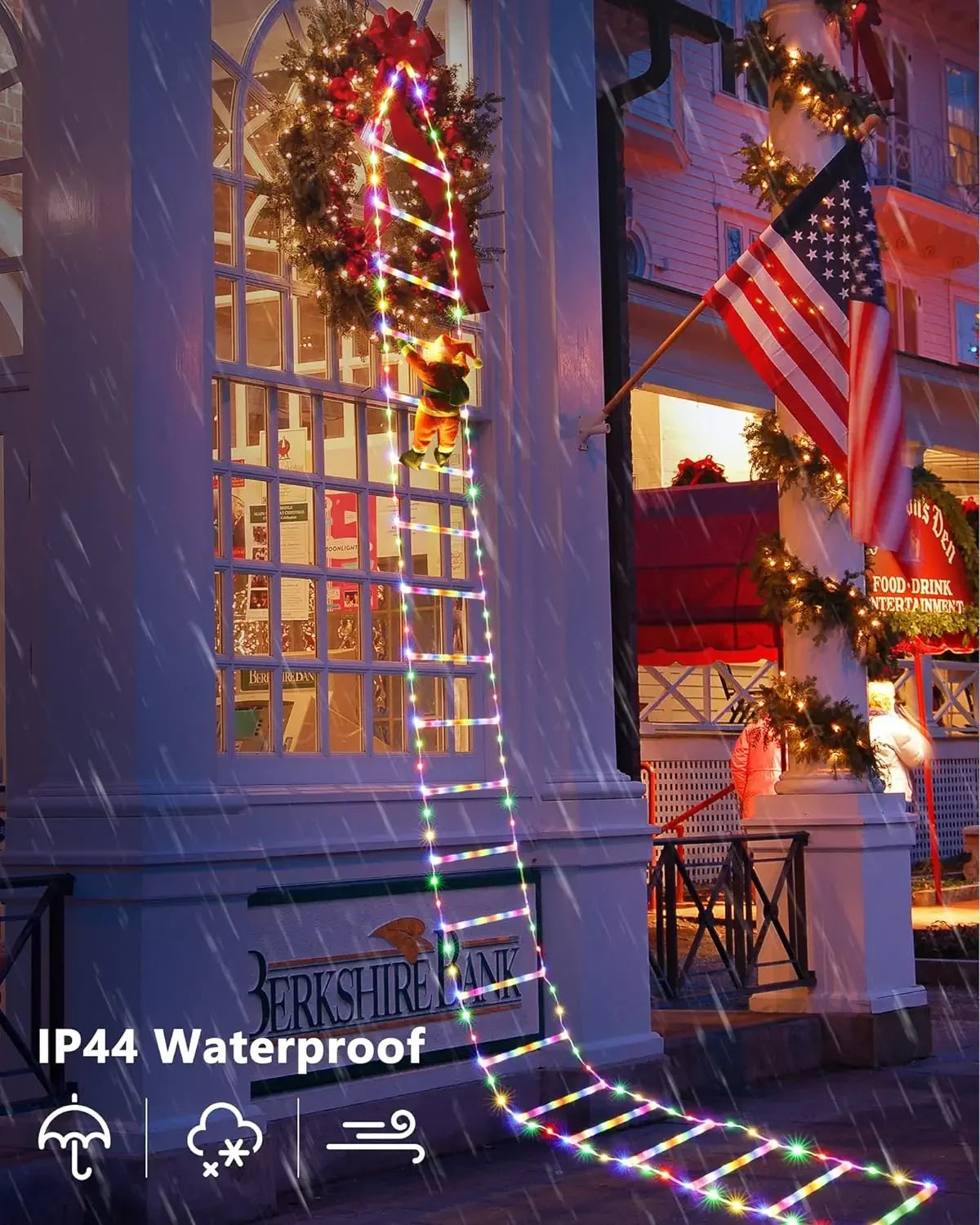 LED Christmas Lights featuring Santa Claus Climbing a Ladder, suitable for Indoor and Outdoor Window Garden Christmas Tree Decoration. - 02ALABA