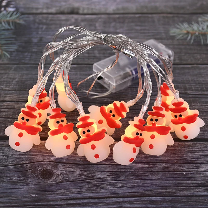 1.5/3M LED Christmas String Lights featuring Santa Claus, Snowman, and Xmas Tree Ornaments, perfect for 2024 Christmas Home Decorations and as a 2025 New Year Gift. - 02ALABA