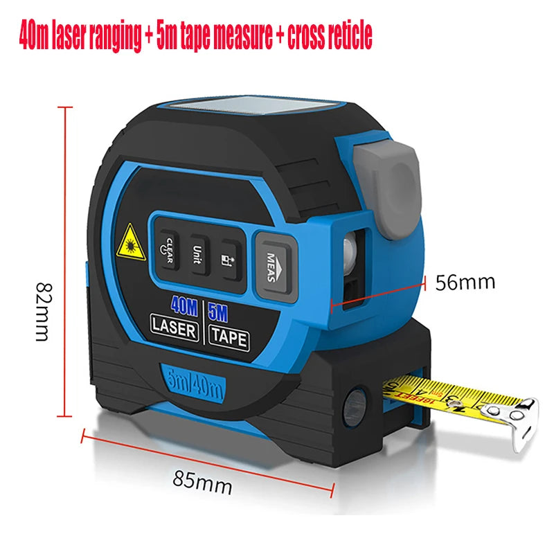 3 In 1 Laser Tape Measure Rangefinder, High-Intelligent Electronic Ruler Cross Line Measuring Tools - 02ALABA