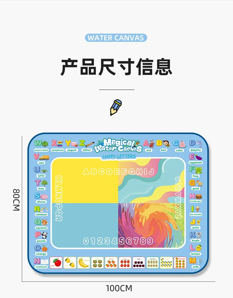 Magic Water Drawing Mat Reusable Doodle Painting Board with Pens Montessori Educational Toys for Kids Halloween Christmas Gift