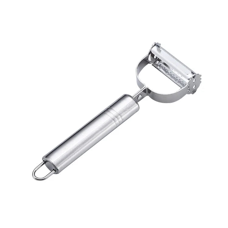 Multifunctional Kitchen Peeler: This stainless steel vegetable and fruit peeler is a durable household tool, perfect for slicing potatoes and shredding carrots. - 02ALABA