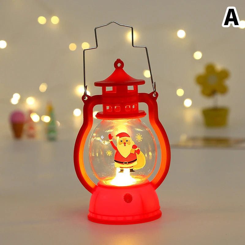 LED Lantern Lights featuring Santa Claus, Snowman, and Christmas Tree designs, perfect as Merry Christmas decorations for homes. - 02ALABA