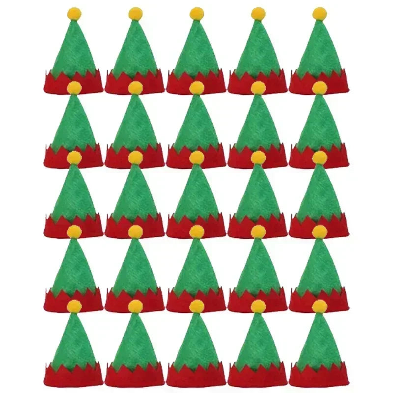Christmas Wine Bottle Cover Caps, Red and Green Xmas Hat and Scarf Sets, Home Ornament, Festival Party Tableware Decoration Supplies - 02ALABA