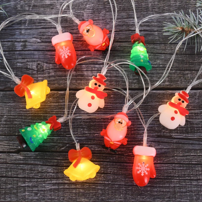 1.5/3M LED Christmas String Lights featuring Santa Claus, Snowman, and Xmas Tree Ornaments, perfect for 2024 Christmas Home Decorations and as a 2025 New Year Gift. - 02ALABA