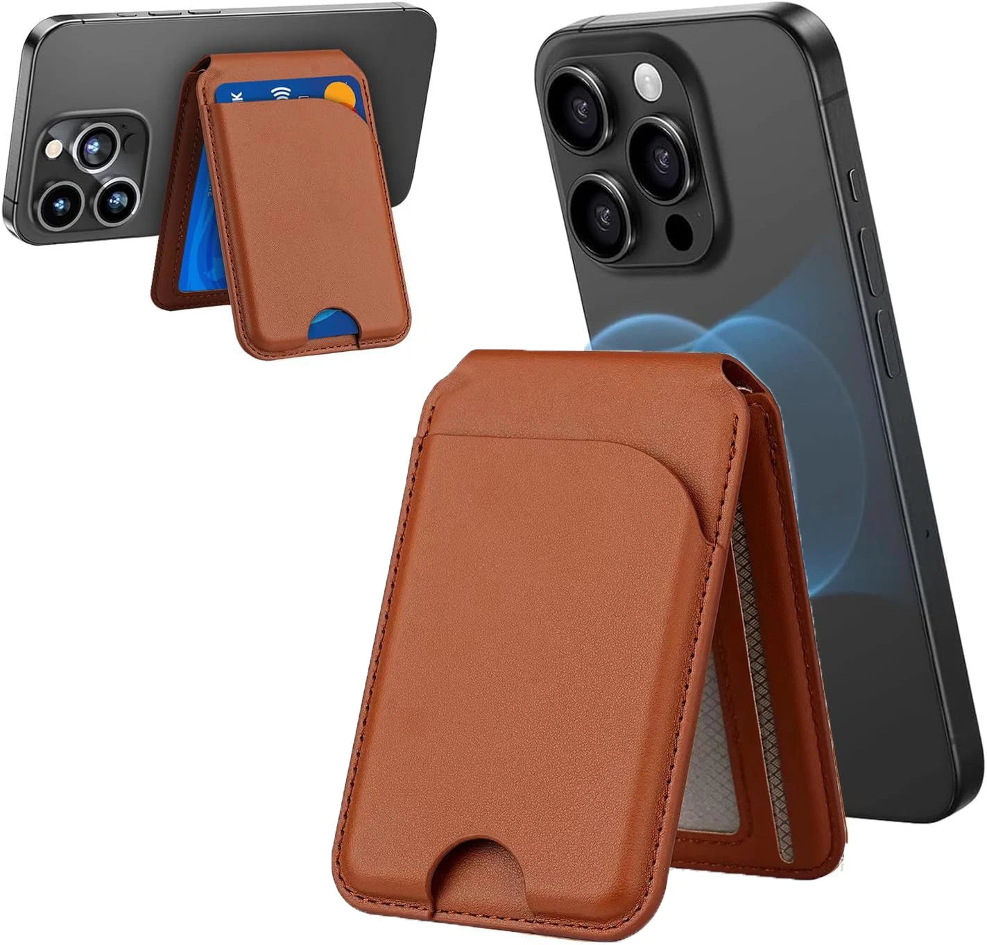 Mini Magnetic Wallet Phone Stand for iPhone16 15 14 12 Lightweight MagSafe Phone Card Stand Leather Magnetic Card Holder
