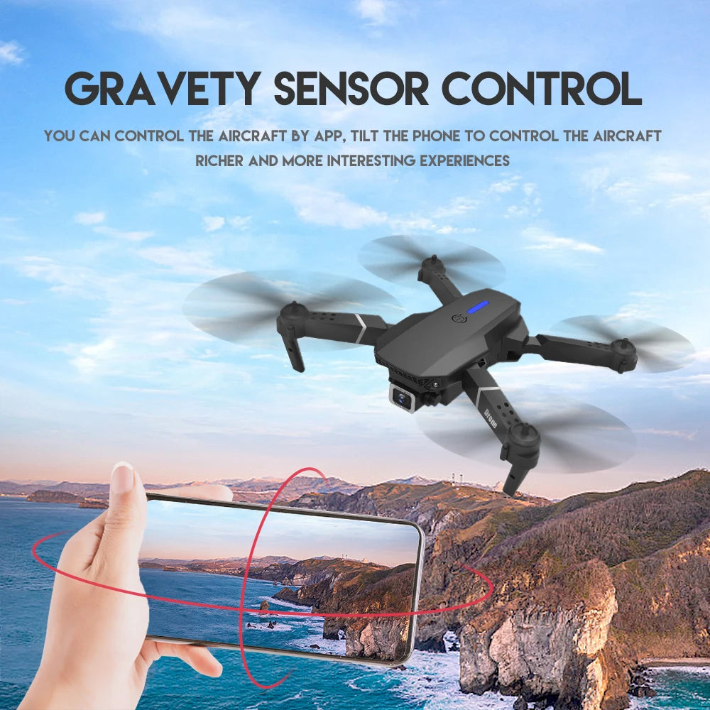 2024 E88Pro RC Drone 4K Professional with 1080P Wide-Angle HD Camera, Foldable Helicopter, Wi-Fi FPV, Height Hold, Gift Toy - 02ALABA