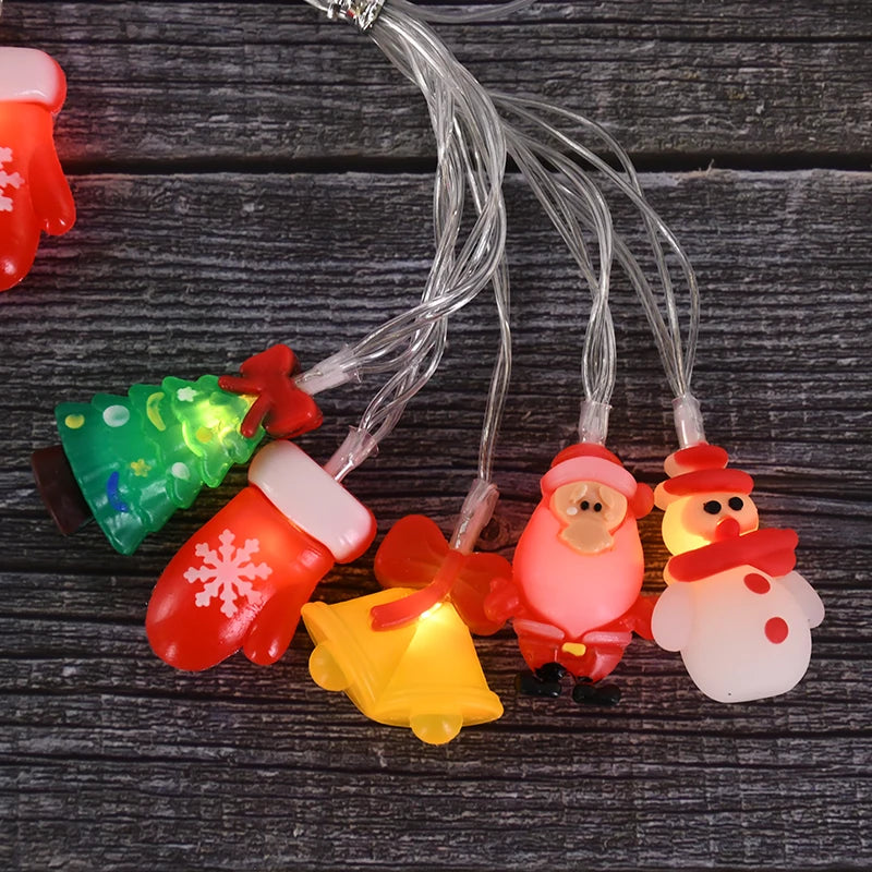 1.5/3M LED Christmas String Lights featuring Santa Claus, Snowman, and Xmas Tree Ornaments, perfect for 2024 Christmas Home Decorations and as a 2025 New Year Gift. - 02ALABA