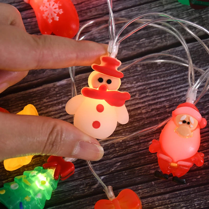 1.5/3M LED Christmas String Lights featuring Santa Claus, Snowman, and Xmas Tree Ornaments, perfect for 2024 Christmas Home Decorations and as a 2025 New Year Gift. - 02ALABA