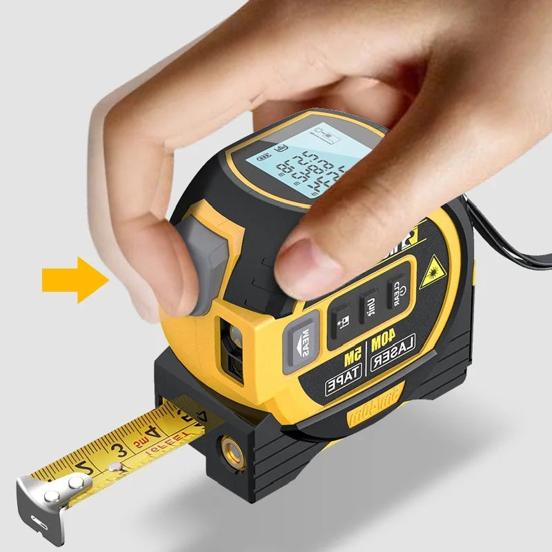 3 In 1 Laser Tape Measure Rangefinder, High-Intelligent Electronic Ruler Cross Line Measuring Tools - 02ALABA