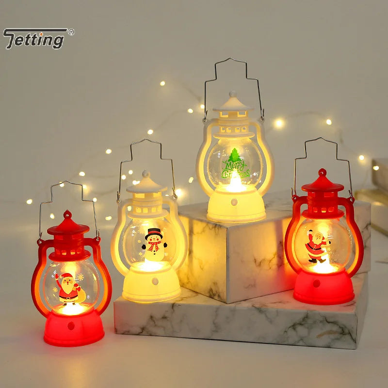LED Lantern Lights featuring Santa Claus, Snowman, and Christmas Tree designs, perfect as Merry Christmas decorations for homes. - 02ALABA
