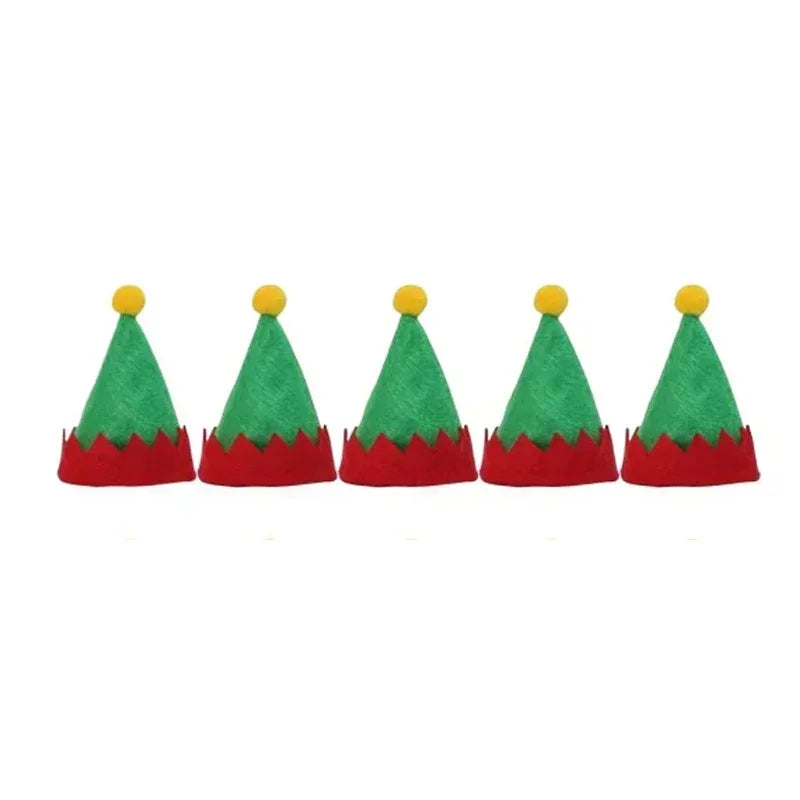 Christmas Wine Bottle Cover Caps, Red and Green Xmas Hat and Scarf Sets, Home Ornament, Festival Party Tableware Decoration Supplies - 02ALABA