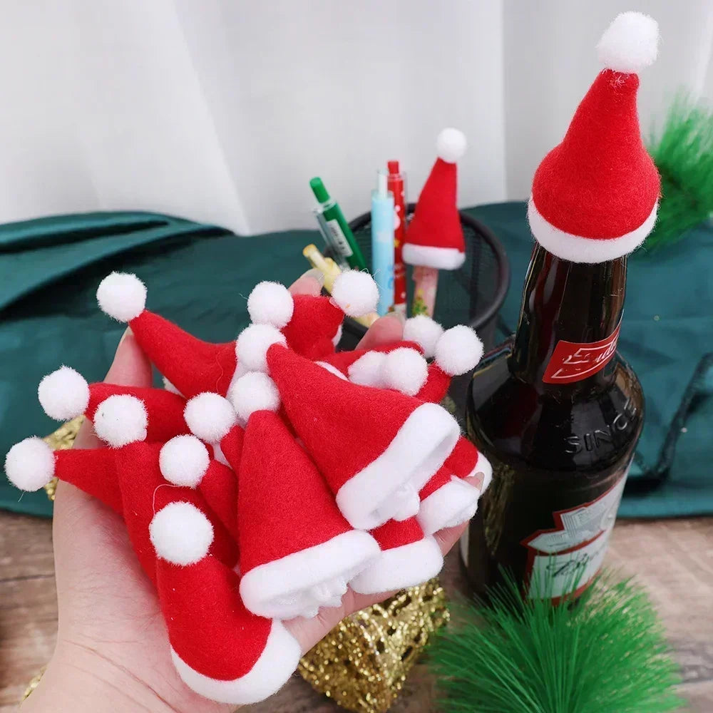 Christmas Wine Bottle Cover Caps, Red and Green Xmas Hat and Scarf Sets, Home Ornament, Festival Party Tableware Decoration Supplies - 02ALABA