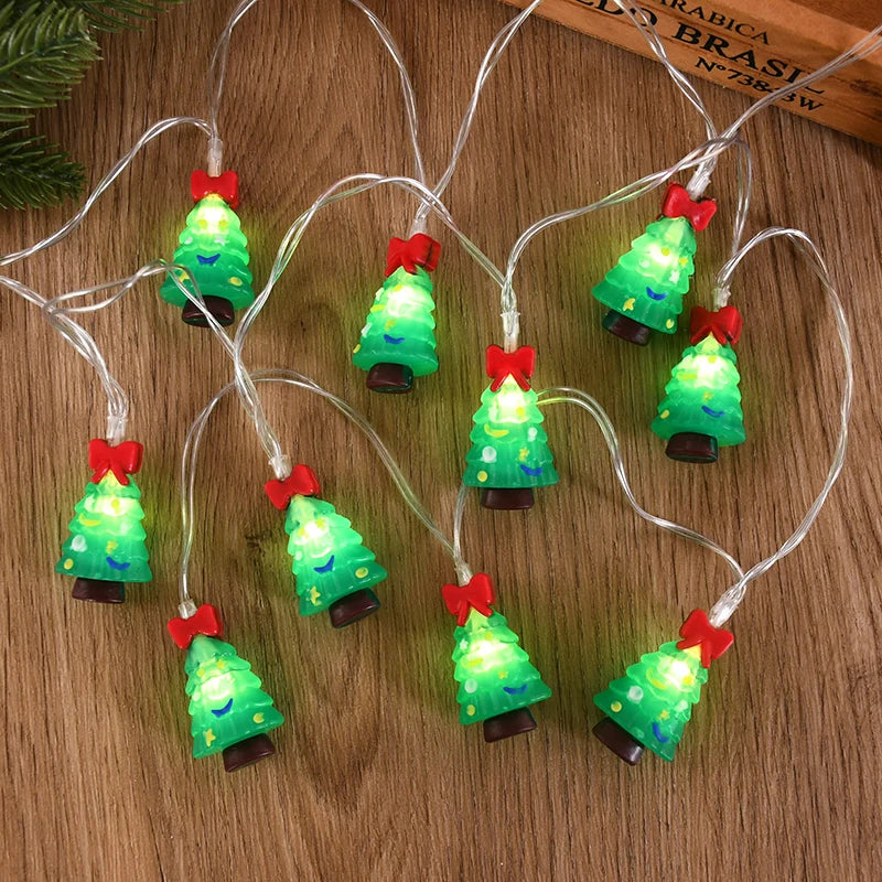 1.5/3M LED Christmas String Lights featuring Santa Claus, Snowman, and Xmas Tree Ornaments, perfect for 2024 Christmas Home Decorations and as a 2025 New Year Gift. - 02ALABA