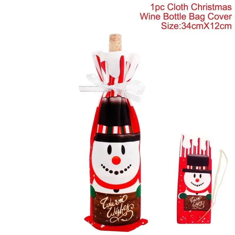 2024 Christmas Wine Bottle Cover Set, Golden Velvet Dress and Cap, Wine Bottle Bag Sleeve for Xmas and New Year Dinner Table Decoration. - 02ALABA