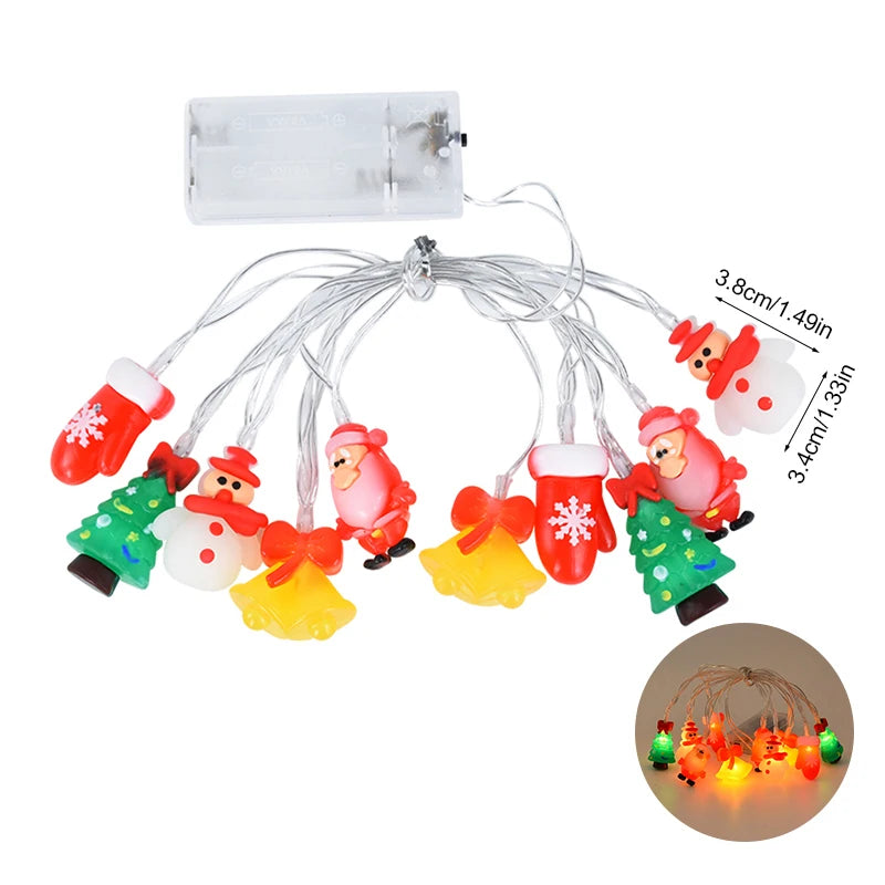 1.5/3M LED Christmas String Lights featuring Santa Claus, Snowman, and Xmas Tree Ornaments, perfect for 2024 Christmas Home Decorations and as a 2025 New Year Gift. - 02ALABA