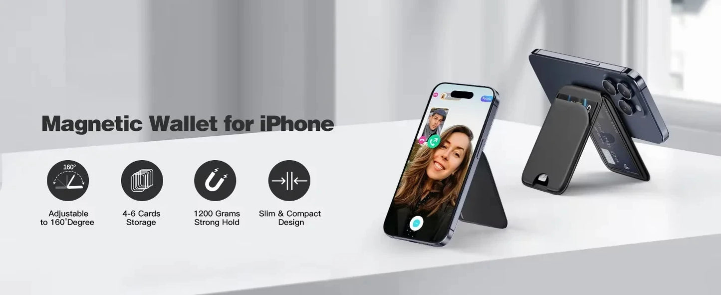 Mini Magnetic Wallet Phone Stand for iPhone16 15 14 12 Lightweight MagSafe Phone Card Stand Leather Magnetic Card Holder