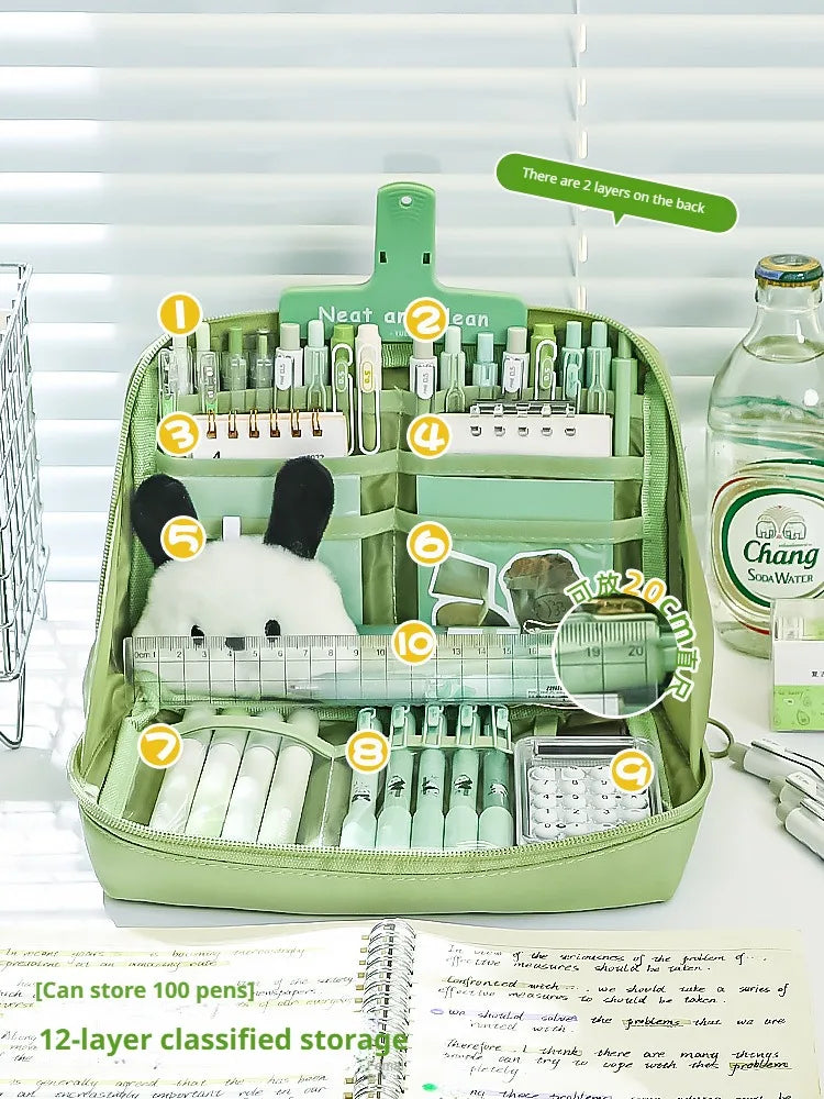 12 Layers Large Capacity Pencil Case Good Looking Multifunctional Classification Storage Stationery Storage Bag 1pc - 02ALABA