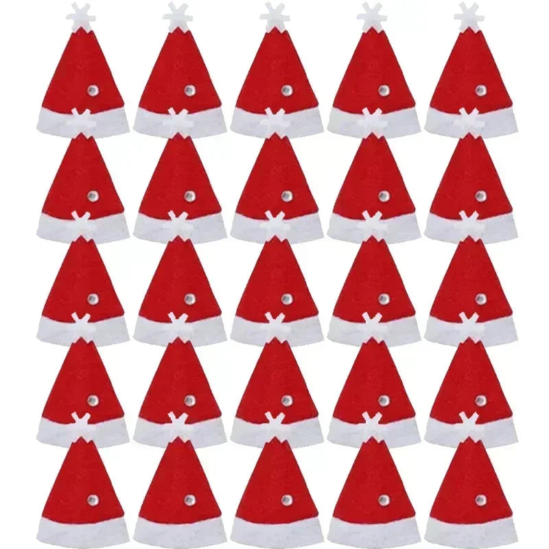 Christmas Wine Bottle Cover Caps, Red and Green Xmas Hat and Scarf Sets, Home Ornament, Festival Party Tableware Decoration Supplies - 02ALABA