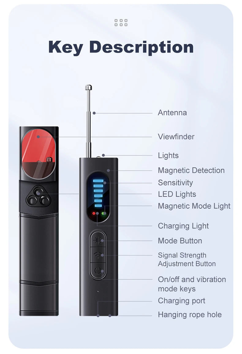 T15 Camera Detector: Wireless Signal Infrared Scanner and Anti-location Device - Professional GPS Search and Security Protection