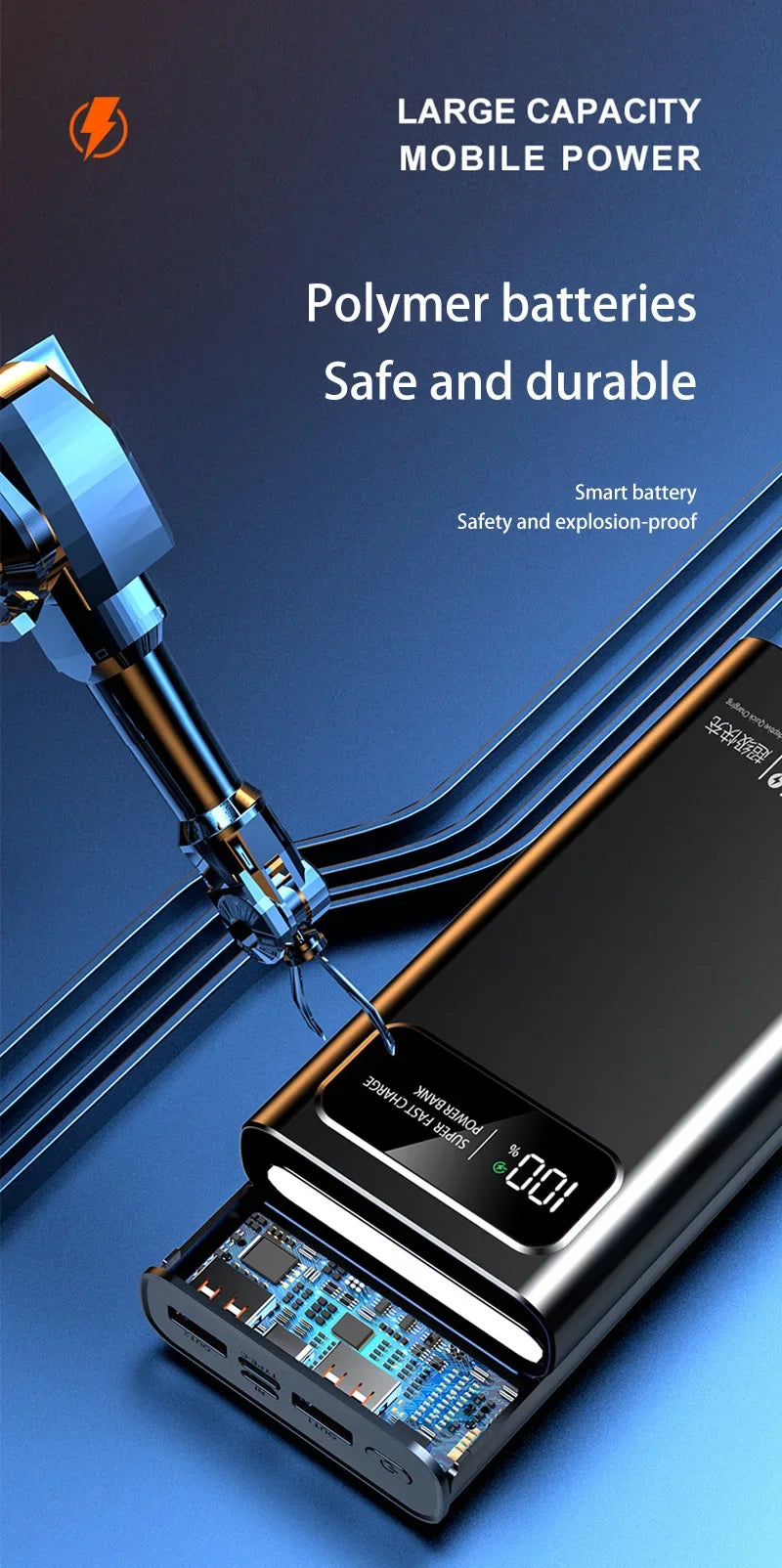 Xiaomi 120W Super Fast Charging 200000mAh High Capacity Power Bank Battery Digital Display Power Bank For Iphone Samsung Huawei - 02ALABA