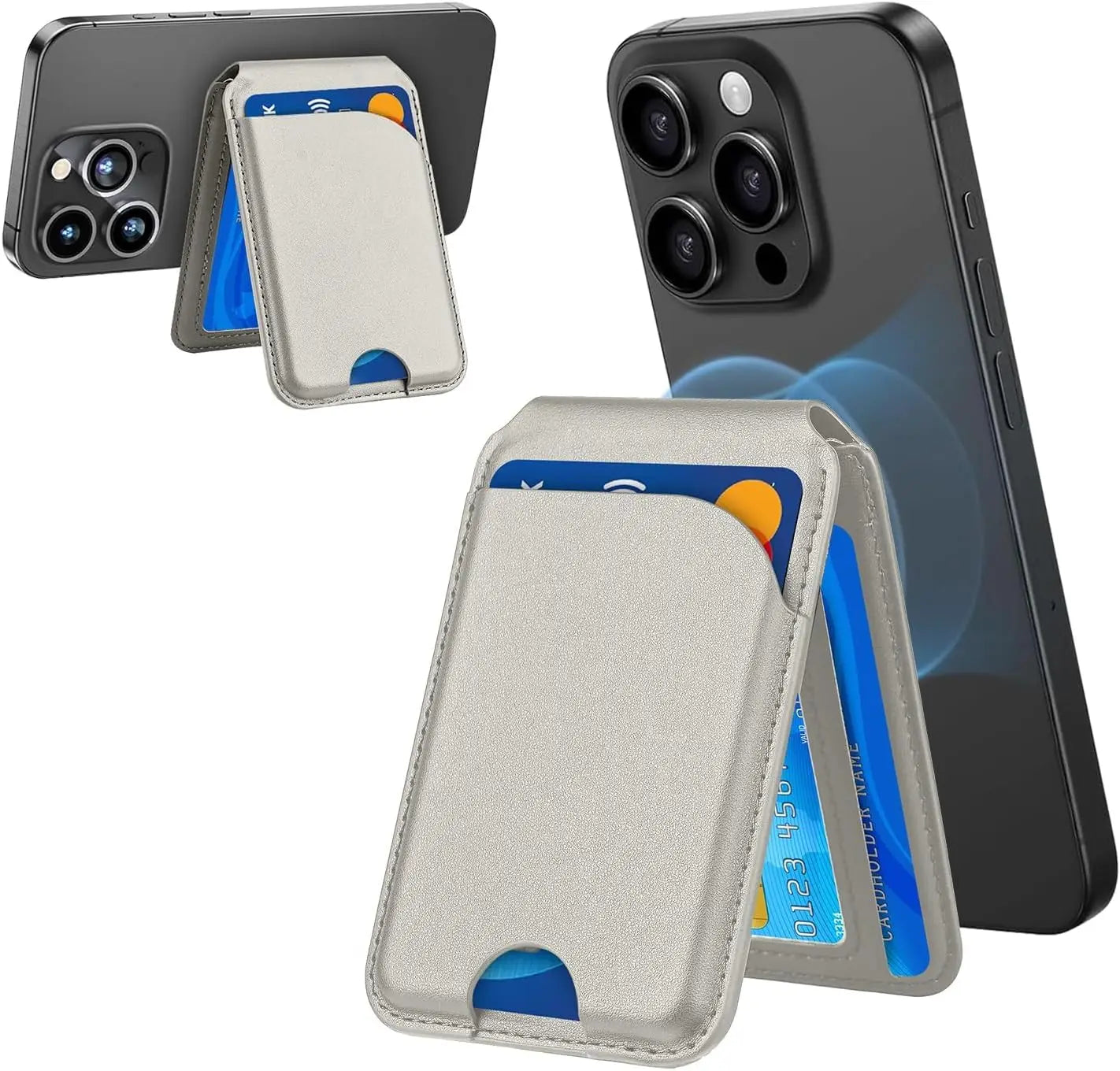 Mini Magnetic Wallet Phone Stand for iPhone16 15 14 12 Lightweight MagSafe Phone Card Stand Leather Magnetic Card Holder