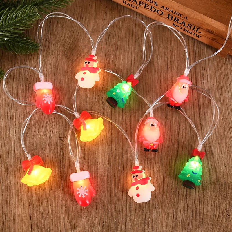 1.5/3M LED Christmas String Lights featuring Santa Claus, Snowman, and Xmas Tree Ornaments, perfect for 2024 Christmas Home Decorations and as a 2025 New Year Gift. - 02ALABA
