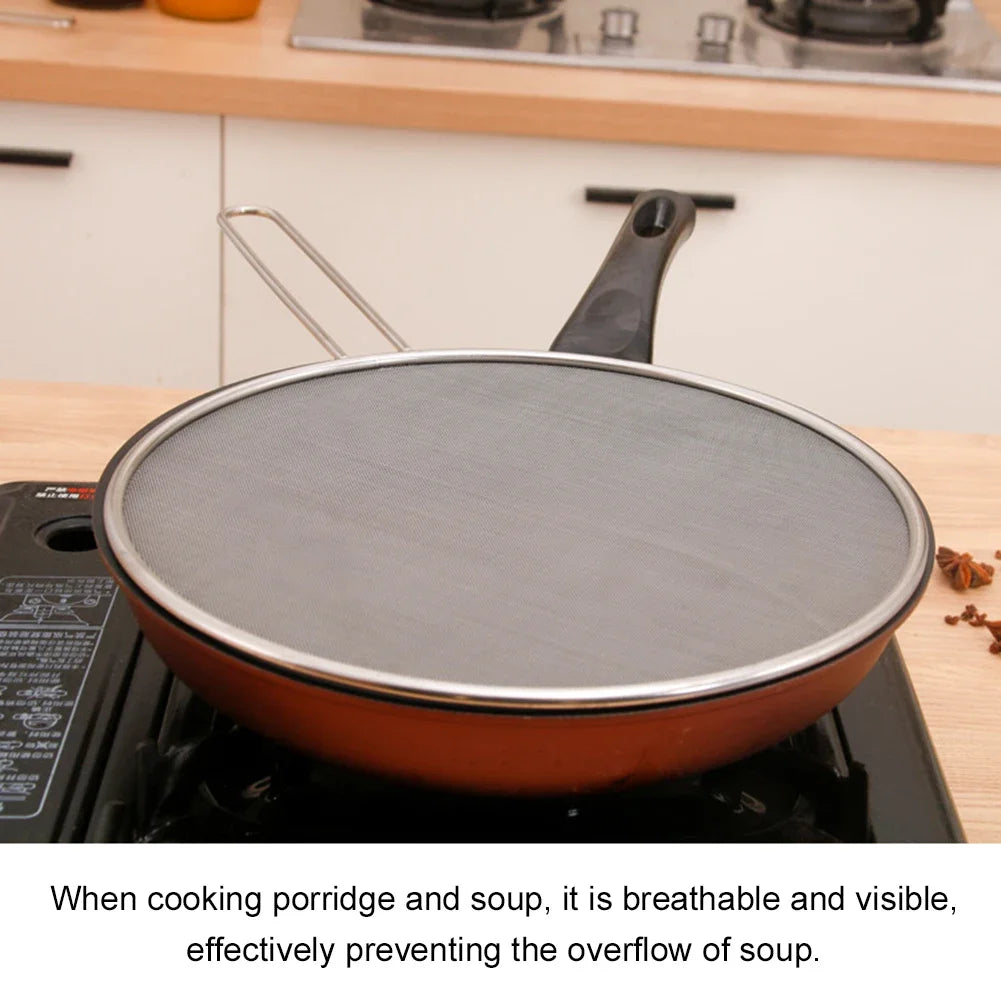 Stainless Steel Oil-Splash Guard for Cooking – Split Design Non-Stick Splatter Cover for Pans & Pots, Reusable Kitchen Tool