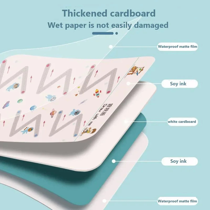 Magical Tracing Workbook: Montessori Educational Calligraphy Copybook for Kids - Reusable Pen Control Training - 02ALABA