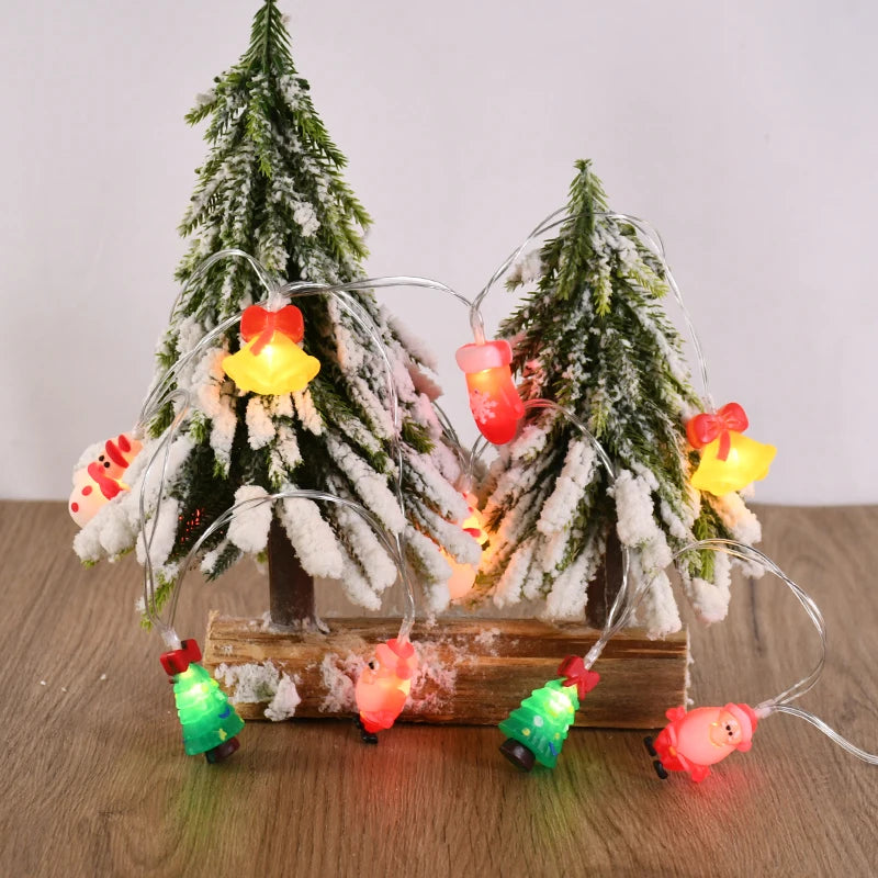 1.5/3M LED Christmas String Lights featuring Santa Claus, Snowman, and Xmas Tree Ornaments, perfect for 2024 Christmas Home Decorations and as a 2025 New Year Gift. - 02ALABA