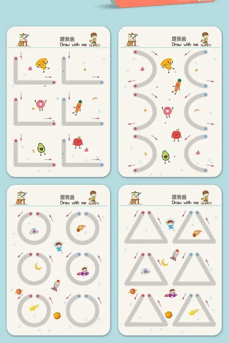 Magical Tracing Workbook: Montessori Educational Calligraphy Copybook for Kids - Reusable Pen Control Training